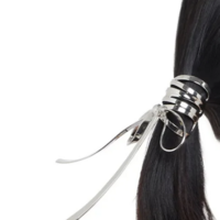 Silver Metal Hair Bow clip - Thumbnail 4