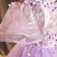 Purple Tulle Sequins Floor Length Prom Dress - Thumbnail 2