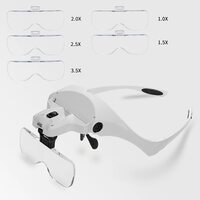 Professional 5 Replaceable Lenses Magnifier Glasses for Eyelash Extension Loupe Headband Light With 2 LED - Thumbnail 2