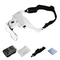 Professional 5 Replaceable Lenses Magnifier Glasses for Eyelash Extension Loupe Headband Light With 2 LED - Thumbnail 4