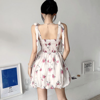 French floral strap dress with sash design - Thumbnail 2