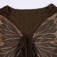 Butterfly Print Patchwork Textured Pleated Top - Thumbnail 6