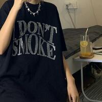 I DON'T SMOKE RHINESTONE BLACK TEE - Thumbnail 1