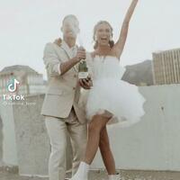 Sheath Mini Short Beach Wedding Dress  - Thumbnail 1