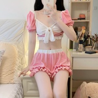 Pastel Soft Puff Sleeve Lingerie Set - Thumbnail 1