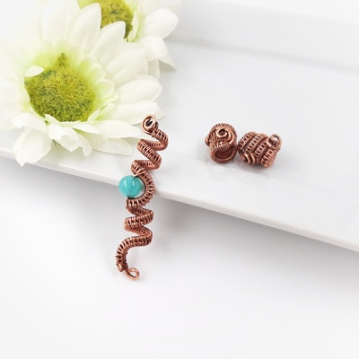 Blue amazonite dreadlocks beads 3 pcs set - Thumbnail 5