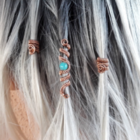 Blue amazonite dreadlocks beads 3 pcs set - Thumbnail 1