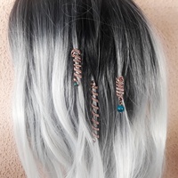 3pcs dreadlock ornaments with natural stones, copper wire wrapped dreadlocks rings - Thumbnail 1