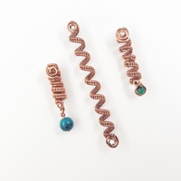 3pcs dreadlock ornaments with natural stones, copper wire wrapped dreadlocks rings - Thumbnail 4
