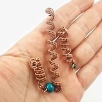 3pcs dreadlock ornaments with natural stones, copper wire wrapped dreadlocks rings - Thumbnail 2