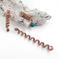 3pcs dreadlock ornaments with natural stones, copper wire wrapped dreadlocks rings - Thumbnail 3