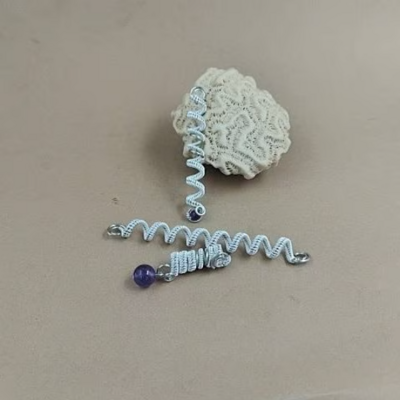 3 pcs viking dreadlocks beads with natural stones - Thumbnail 3