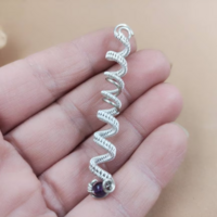 3 pcs viking dreadlocks beads with natural stones - Thumbnail 3