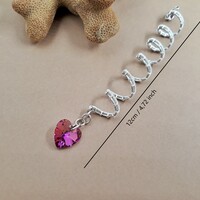 Silver hair loc jewelry with swaroski heart - Thumbnail 1