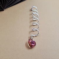 Silver hair loc jewelry with swaroski heart - Thumbnail 3