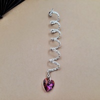 Silver hair loc jewelry with swaroski heart - Thumbnail 4