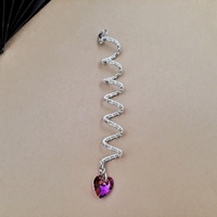 Silver hair loc jewelry with swaroski heart - Thumbnail 2