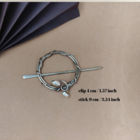 Copper wire wrap hair clip on celtic style, hair jewelry with metal chips - Thumbnail 2