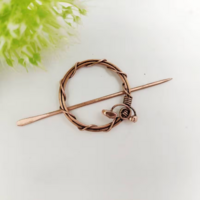 Copper wire wrap hair clip on celtic style, hair jewelry with metal chips - Thumbnail 1