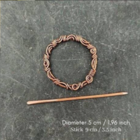 Copper wire hair pin for thick or fine hair, wire wrap hair clip with filigrees - Thumbnail 3