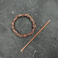 Copper wire hair pin for thick or fine hair, wire wrap hair clip with filigrees - Thumbnail 4