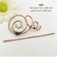 copper wire spiral hair barrette for thick or thin hair - Thumbnail 1