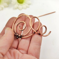 copper wire spiral hair barrette for thick or thin hair - Thumbnail 2