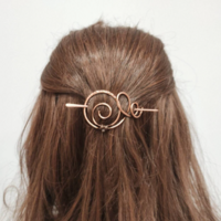 copper wire spiral hair barrette for thick or thin hair - Thumbnail 3