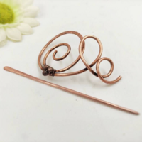 copper wire spiral hair barrette for thick or thin hair - Thumbnail 4