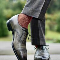 Grey Leather Base Two Tone Polishing Oxfords Captoe Lace Up Shoes - Thumbnail 1