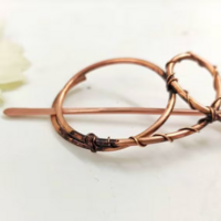 Handmade spiral hair barrette for women, copper wire tiny hair claw clip - Thumbnail 3