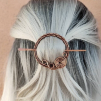 Spiral hair pin for her, copper wire hair clip, handmade hair comb for women - Thumbnail 3