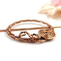 Spiral hair pin for her, copper wire hair clip, handmade hair comb for women - Thumbnail 5