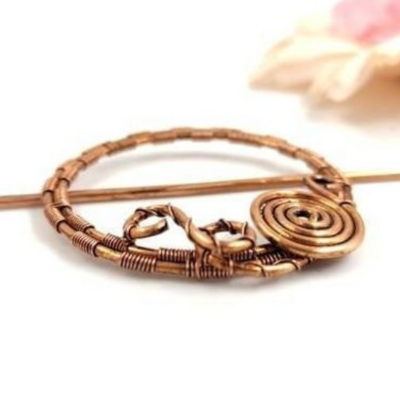Spiral hair pin for her, copper wire hair clip, handmade hair comb for women