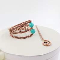 Greece ponytail holder hair cuff, copper wire hair accessory for bun - Thumbnail 4