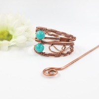 Greece ponytail holder hair cuff, copper wire hair accessory for bun - Thumbnail 1