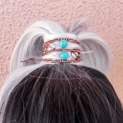 Greece ponytail holder hair cuff, copper wire hair accessory for bun