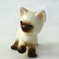 Siamese Cat Figurine, Made in Japan glass authentic Vintage Collectible Kitten - Thumbnail 1