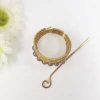 Golden ponytail holder with gray agate beads handmade with wire wrapped brass wire - Thumbnail 6