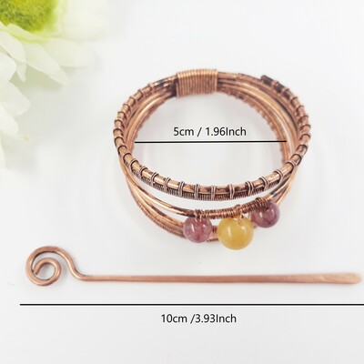 Ancient greek ponytail holder hair cuff with stick and gemstones