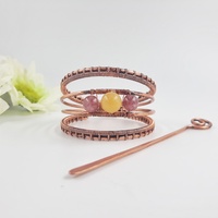 Ancient greek ponytail holder hair cuff with stick and gemstones - Thumbnail 1