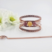 Ancient greek ponytail holder hair cuff with stick and gemstones - Thumbnail 5