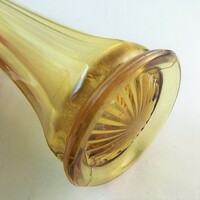 Vintage Tall Amber Yellow Clear Glass Bud Vase, Flower Holder - Thumbnail 4