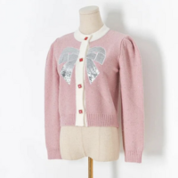 Sparkly Bow Button Cardigan One Size  - Thumbnail 1