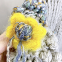 Unique Handmade Cardigan 3D Flower Design Chunky Sweater  - Thumbnail 3