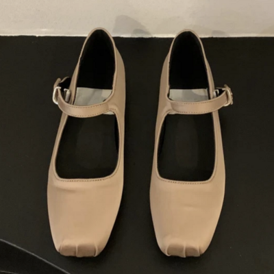 Satin ballet flats square toe 