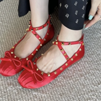 Studded satin wrap ballet flats  - Thumbnail 1