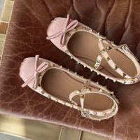 Studded satin wrap ballet flats  - Thumbnail 2