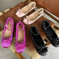 Studded satin wrap ballet flats  - Thumbnail 4