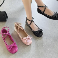 Studded satin wrap ballet flats  - Thumbnail 7